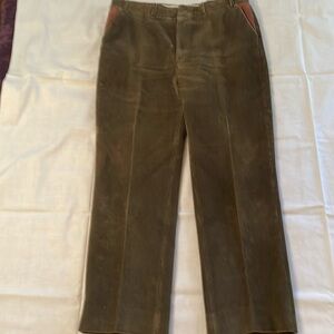 ORVIS Supercord Corduroy Pants Men’s 38 X 31” Olive Green Leather Trim Pockets